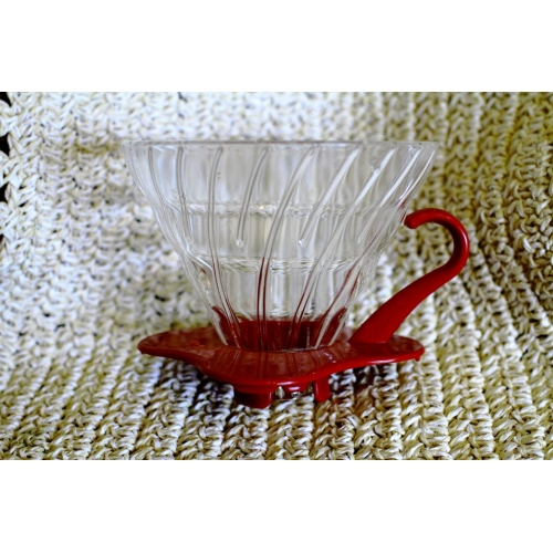 【Hario】V60 玻璃濾杯- 紅色-(1-4人）